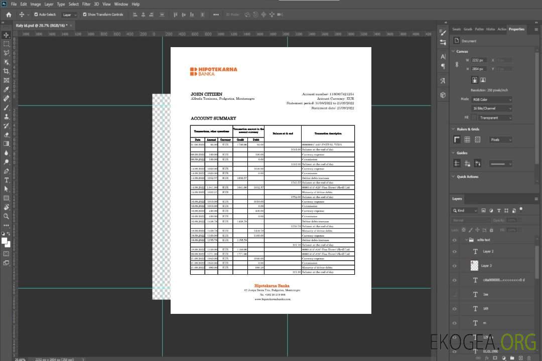 Relevé bancaire Monténégro Hipotekarna xls template Relevé bancaire Monténégro Hipotekarna xls template
